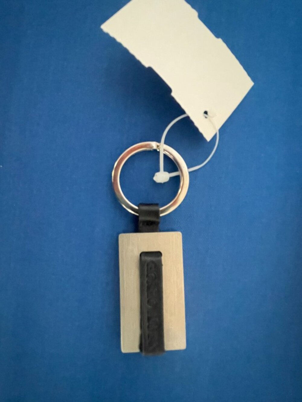 Giorgio Armani Key Ring Keychain NWT Box & COA – Silver & Black Leather